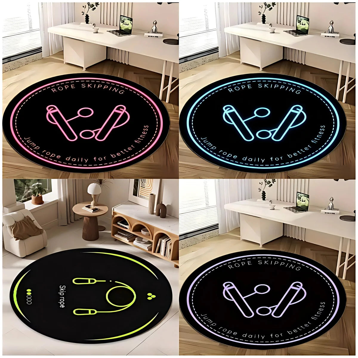 Round Printed Floor Mat – Modern Non-Slip Rug for Bedroom, Living Room & Home Gym