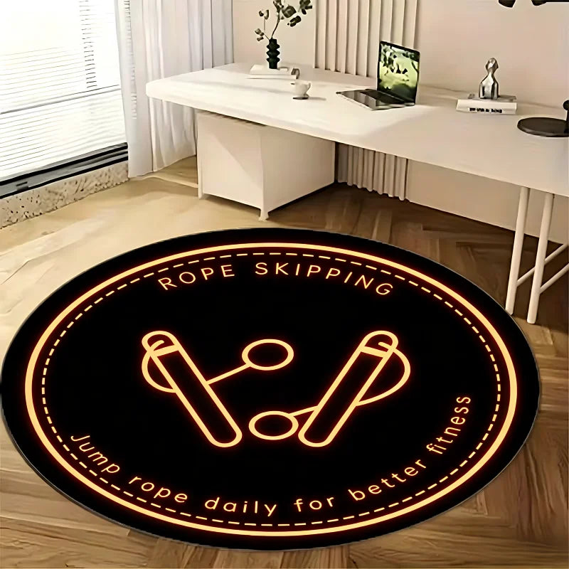 Round Printed Floor Mat – Modern Non-Slip Rug for Bedroom, Living Room & Home Gym