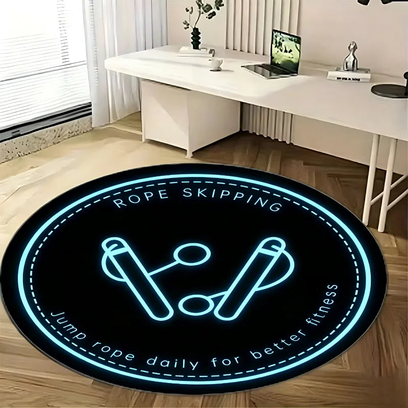 Round Printed Floor Mat – Modern Non-Slip Rug for Bedroom, Living Room & Home Gym