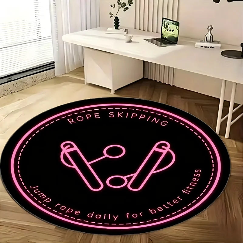 Round Printed Floor Mat – Modern Non-Slip Rug for Bedroom, Living Room & Home Gym