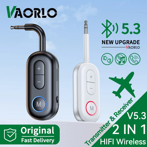 Wireless Bluetooth 5.3 audio adapter in white – compact transmitter and receiver