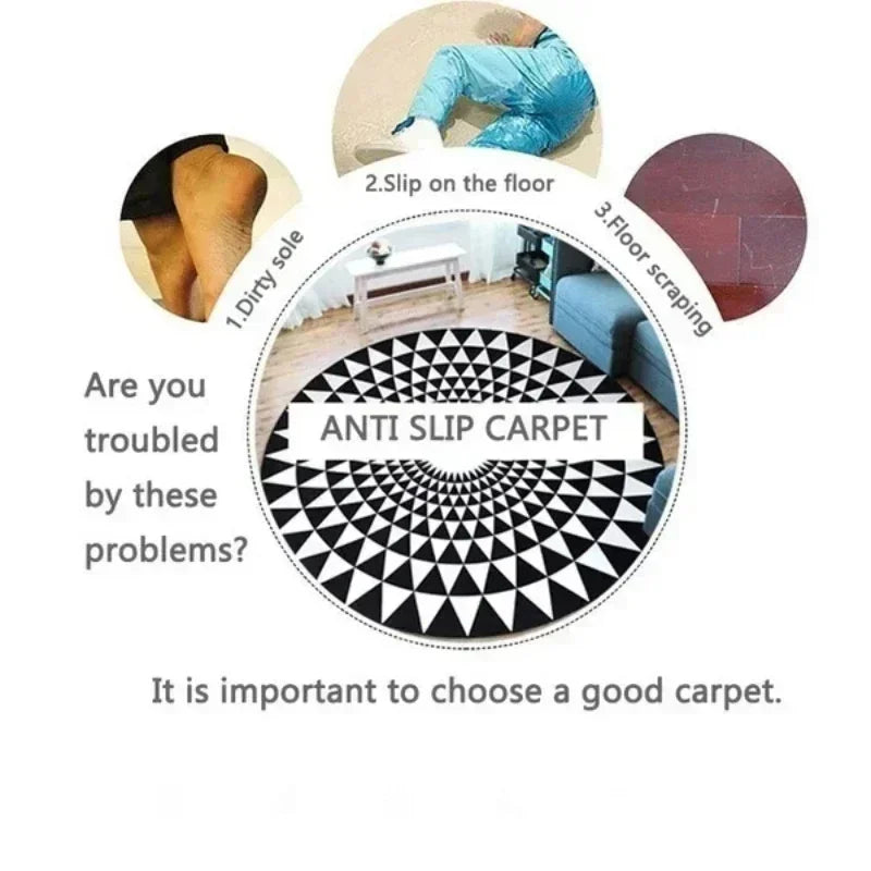 Round Printed Floor Mat – Modern Non-Slip Rug for Bedroom, Living Room & Home Gym