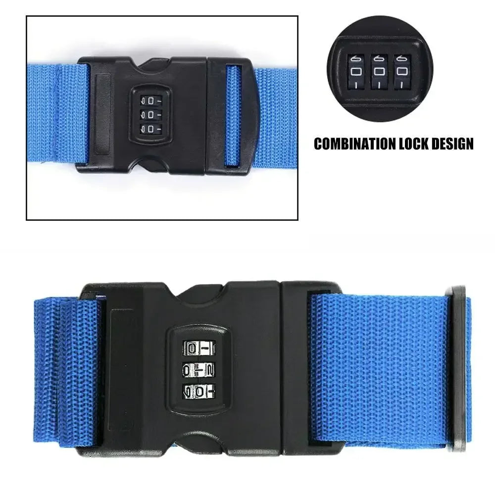 Adjustable Luggage Strap with Combination Lock – Travel Security Belt