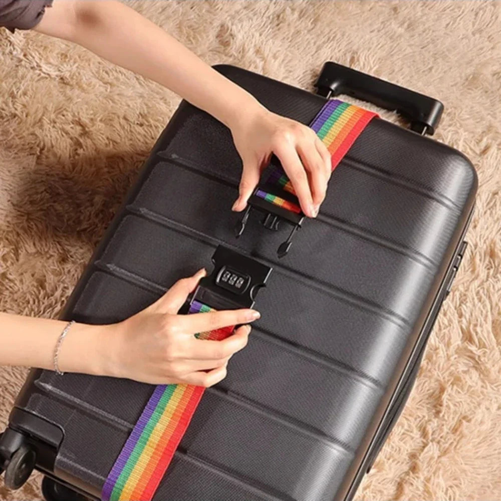 Adjustable Luggage Strap with Combination Lock – Travel Security Belt